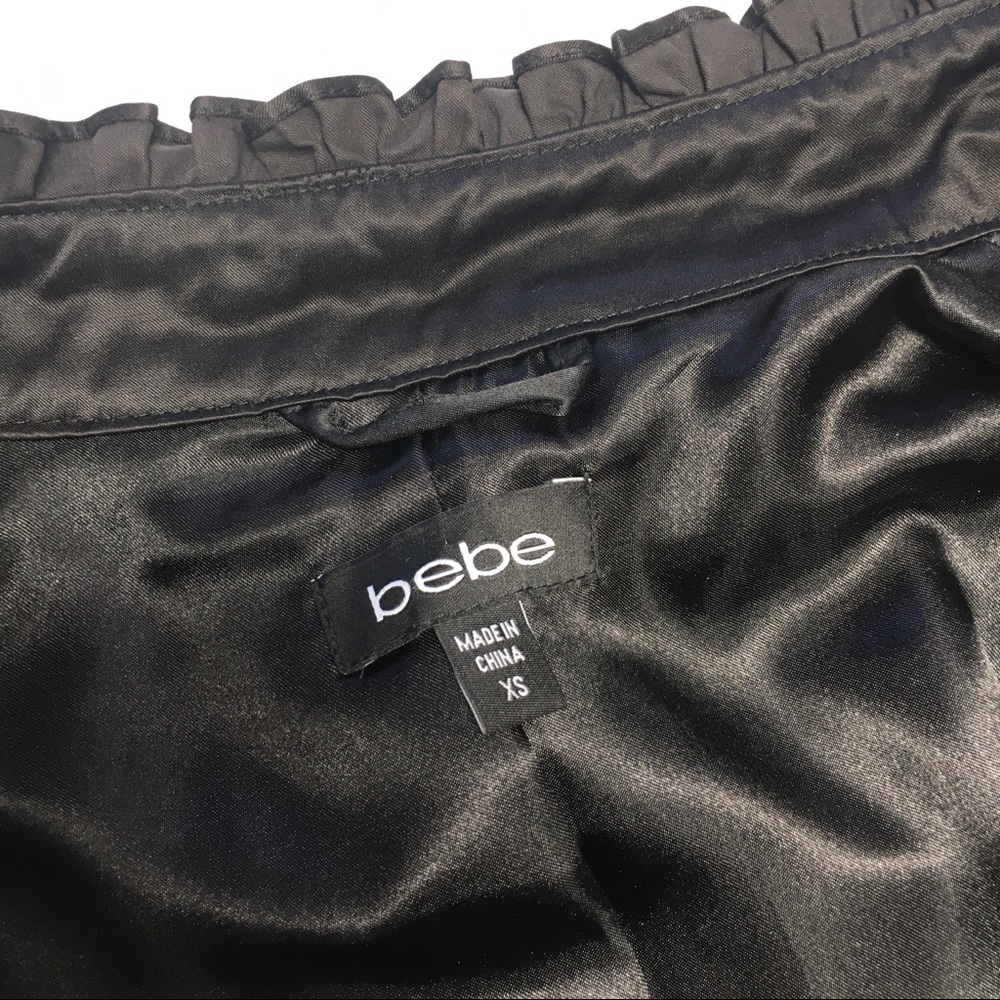 Bebe High Collar, Ruffled, Button, Belted Dress - image 3